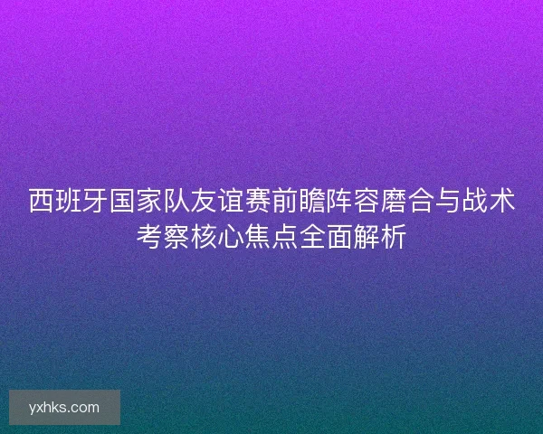 西班牙国家队友谊赛前瞻阵容磨合与战术考察核心焦点全面解析